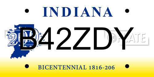 B42ZDY Indiana License Plate
