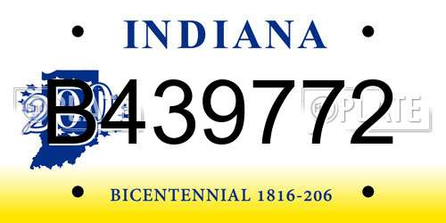 B439772 Indiana License Plate