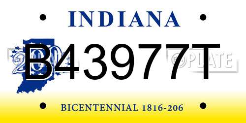 B43977T Indiana License Plate