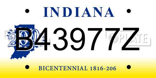 B43977Z Indiana License Plate