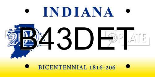 B43DET Indiana License Plate