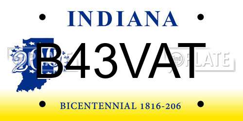 B43VAT Indiana License Plate