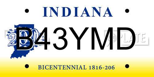 B43YMD Indiana License Plate