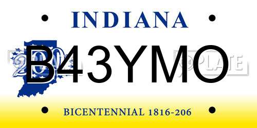 B43YMO Indiana License Plate