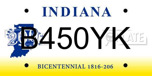 B450YK Indiana License Plate