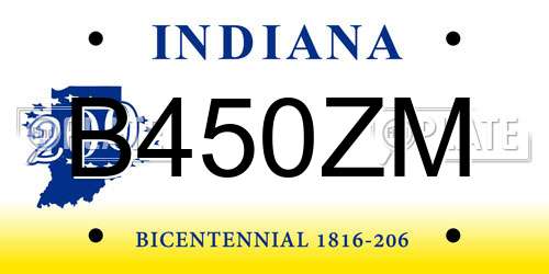 B450ZM Indiana License Plate