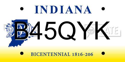 B45QYK Indiana License Plate