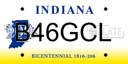 B46GCL Indiana License Plate