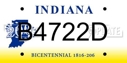 B4722D Indiana License Plate