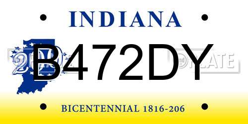B472DY Indiana License Plate