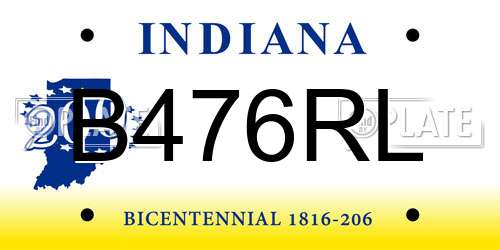 B476RL Indiana License Plate