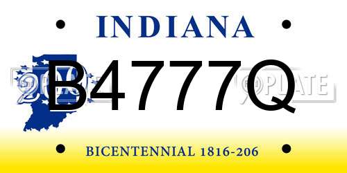 B4777Q Indiana License Plate