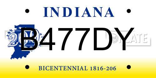 B477DY Indiana License Plate