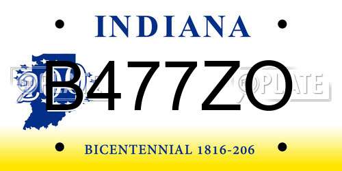B477ZO Indiana License Plate