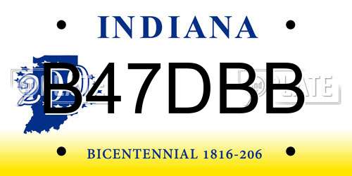 B47DBB Indiana License Plate