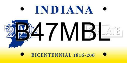 B47MBL Indiana License Plate