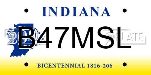 B47MSL Indiana License Plate