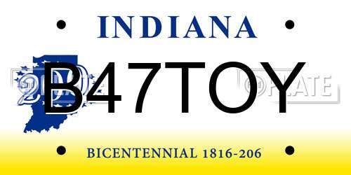 B47TOY Indiana License Plate