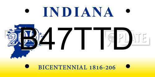 B47TTD Indiana License Plate