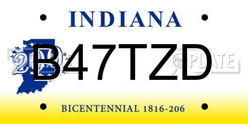 B47TZD Indiana License Plate