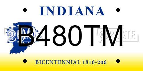 B480TM Indiana License Plate