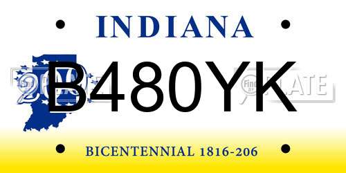 B480YK Indiana License Plate