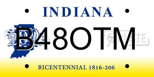B48OTM Indiana License Plate