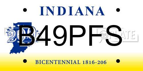 B49PFS Indiana License Plate