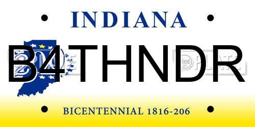 B4THNDR Indiana License Plate