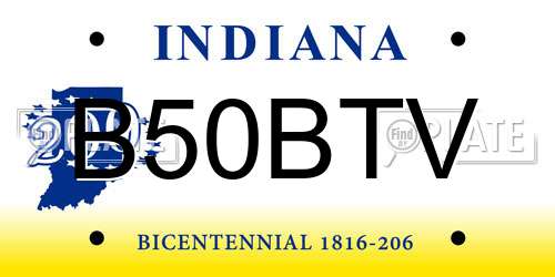 B50BTV Indiana License Plate
