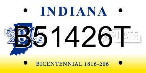 B51426T Indiana License Plate