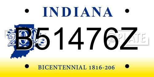 B51476Z Indiana License Plate