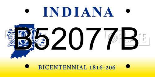 B52077B Indiana License Plate