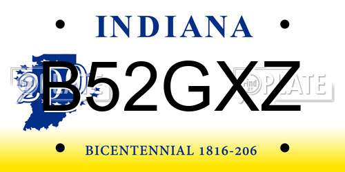 B52GXZ Indiana License Plate