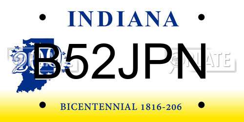 B52JPN Indiana License Plate