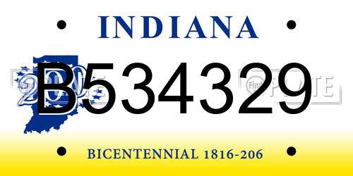 B534329 Indiana License Plate