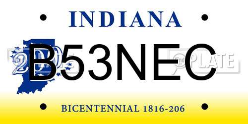 B53NEC Indiana License Plate