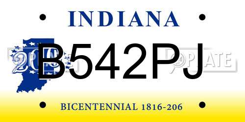 B542PJ Indiana License Plate