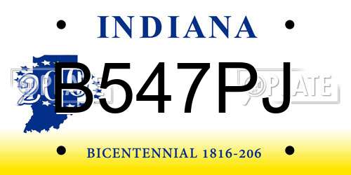 B547PJ Indiana License Plate