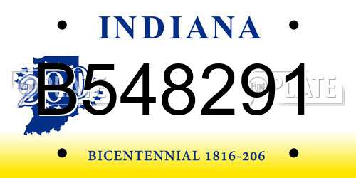 B548291 Indiana License Plate