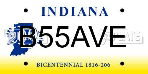 B55AVE Indiana License Plate