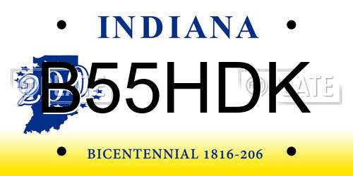 B55HDK Indiana License Plate