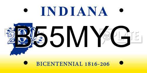 B55MYG Indiana License Plate