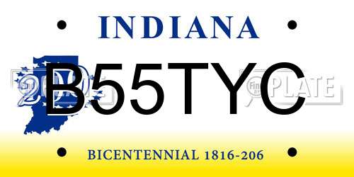 B55TYC Indiana License Plate
