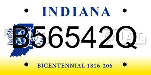 B56542Q Indiana License Plate