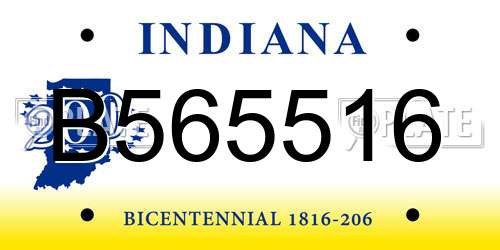 B565516 Indiana License Plate