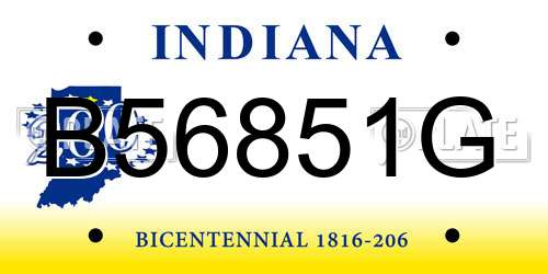 B56851G Indiana License Plate