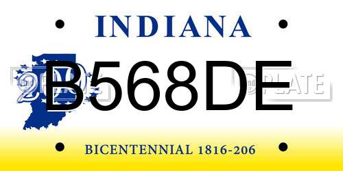B568DE Indiana License Plate