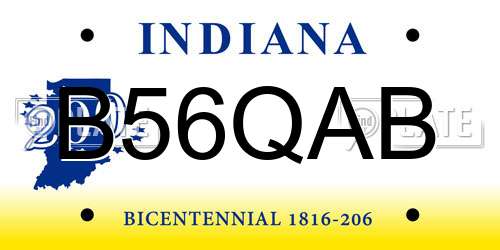 B56QAB Indiana License Plate