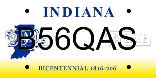 B56QAS Indiana License Plate